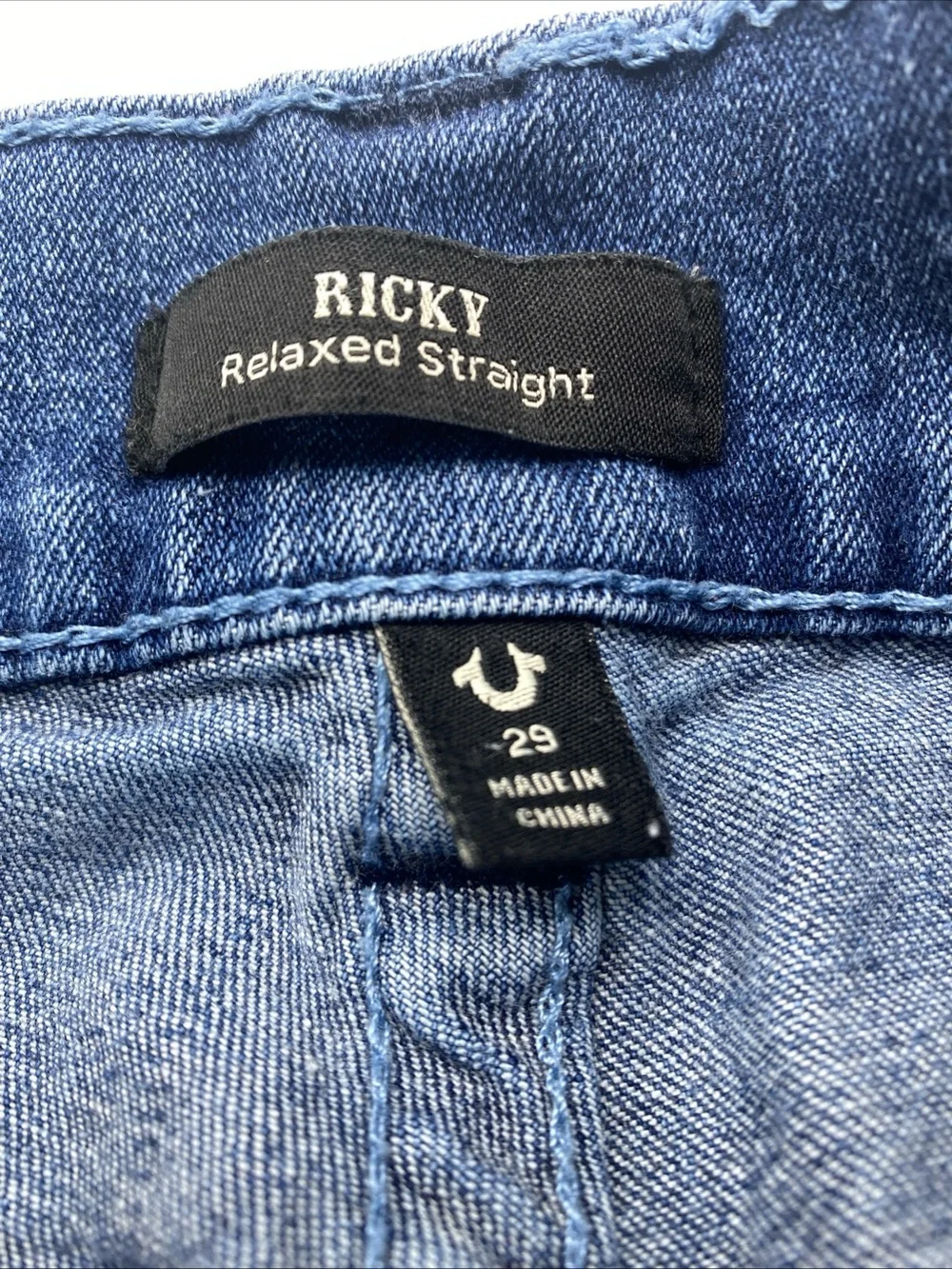 True Religion Ricky Jeans Mens Size 29x33 Denim Medium Wash Cotton